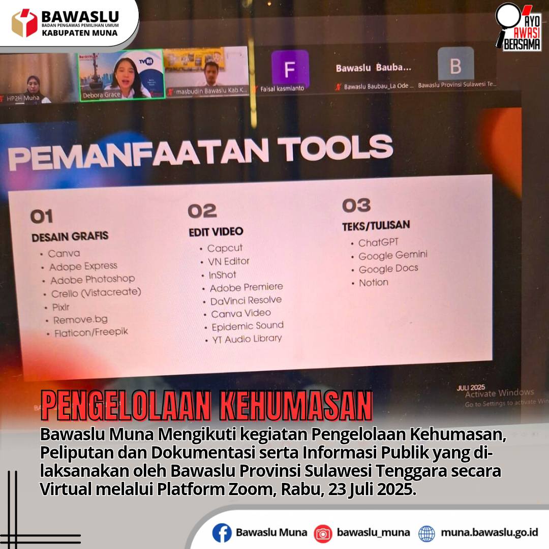 Pengelolaan Kehumasan, Peliputan dan Dokumentasi serta Informasi Publik