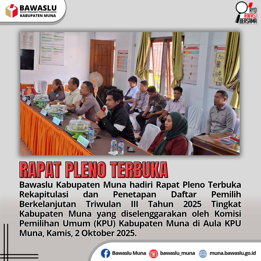 Pleno Terbuka Rekapitulasi dan Penetapan Daftar Pemilih Berkelanjutan Triwulan III Tahun 2025