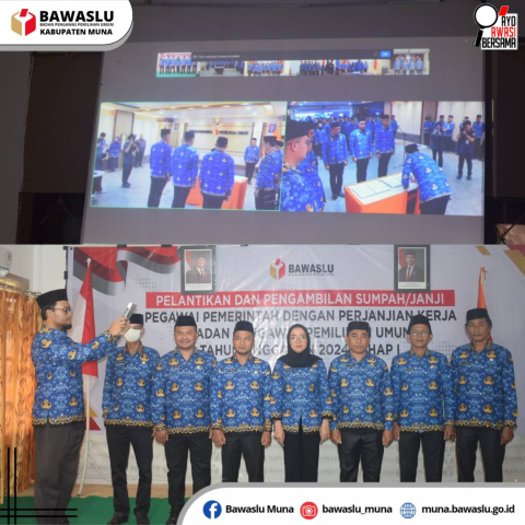 Pelantikan dan Pengambilan Sumpah/janji Pegawai Pemerintah dengan Perjanjian Kerja (PPPK) TA 2024 Tahap I secara Daring melalui Zoom Meeting