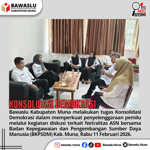 Konsolidasi Demokrasi melalui diskusi terkait isu Netralitas ASN bersama OPD Badan Kepegawaian dan Pengembangan Sumber Daya Manusia (BKPSDM)